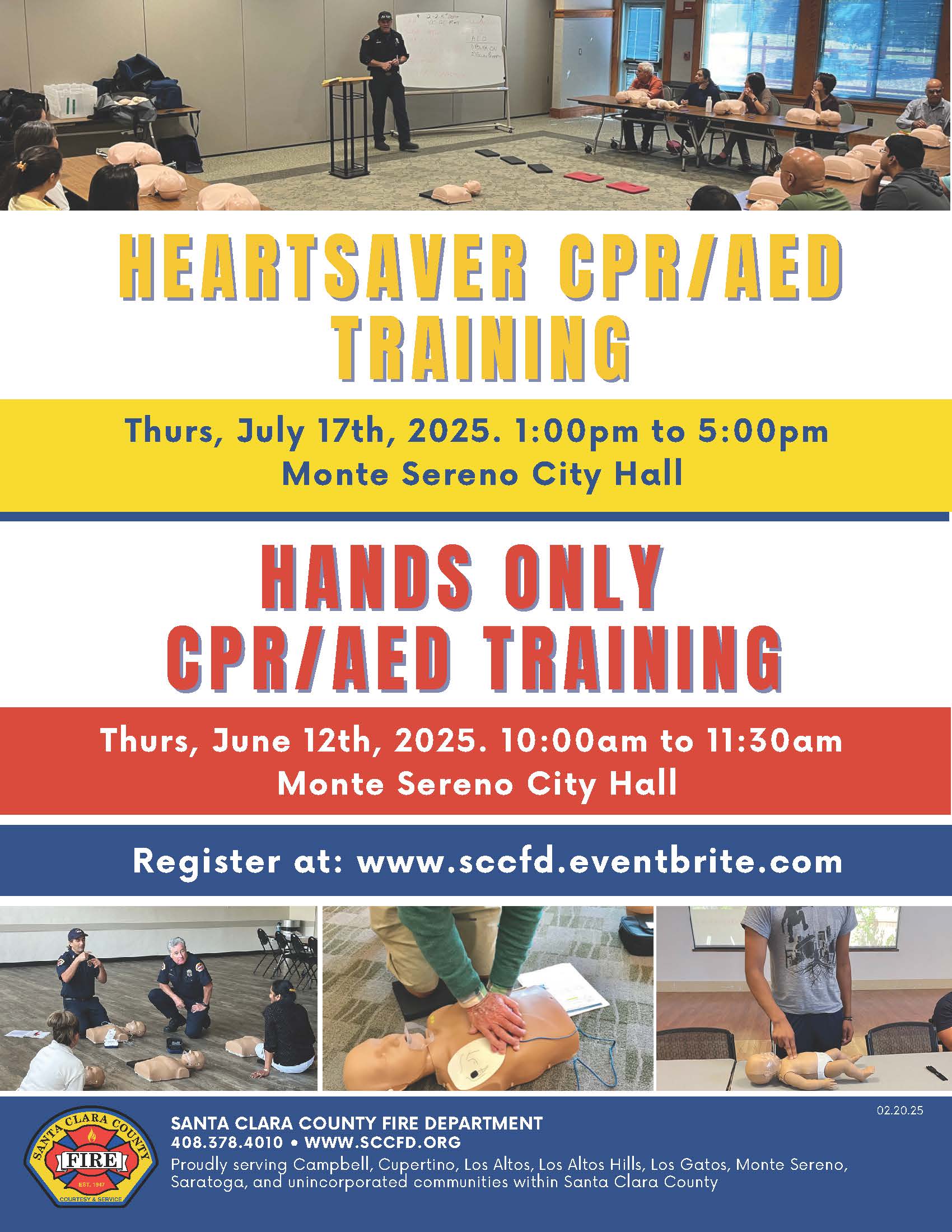 Cardiopulmonary Resuscitation (CPR) Flyer - register at www.sccfd.event