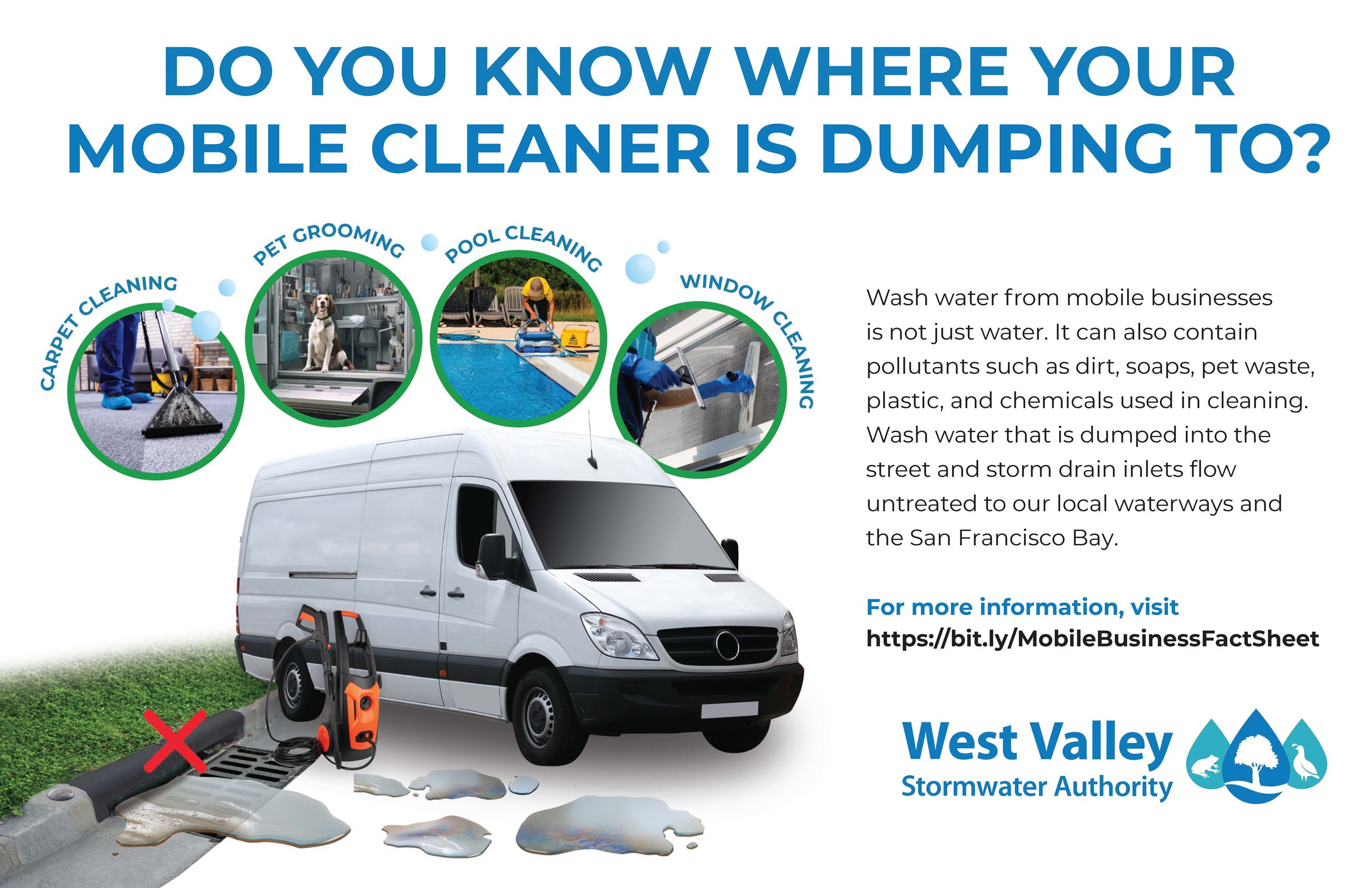 Mobile cleaning trucks should not dump dirty wash water into the storm drain.